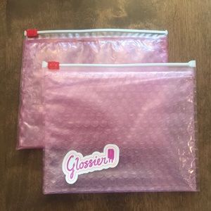 Two Medium Glossier Pouches and Sticker
